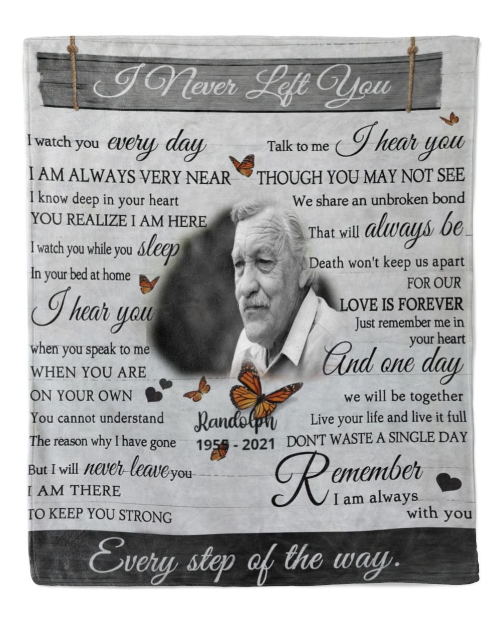 Personalized Custom I Never Left You Memorial Blanket With Pictures Sherpa Fleece Blanket FBL13 Premium Mink Sherpa Blanket white 50x60in
