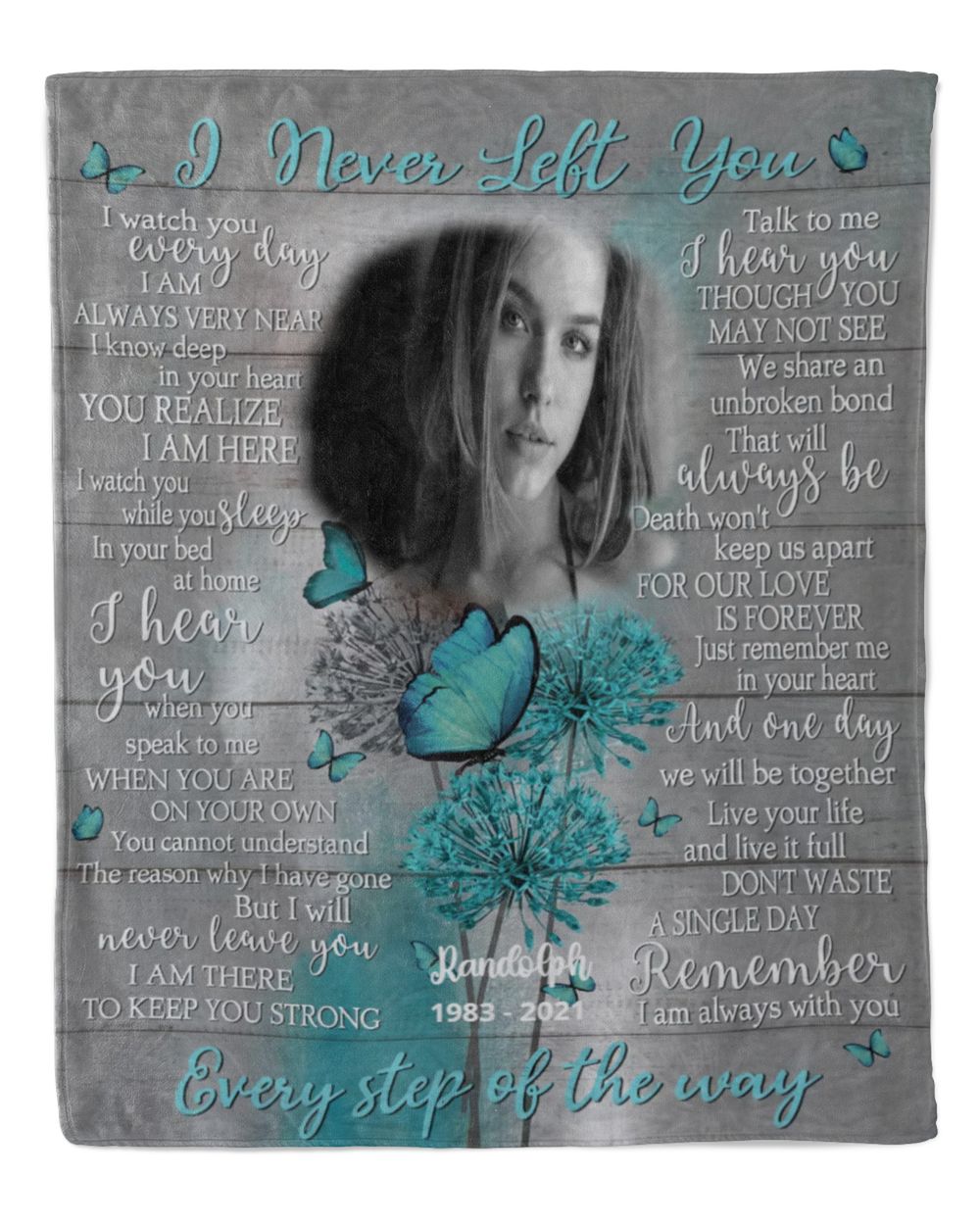 Personalized Custom I Never Left You Memorial Memory Blankets With Pictures Sherpa Fleece Blanket FBL19 Premium Mink Sherpa Blanket white 50x60in