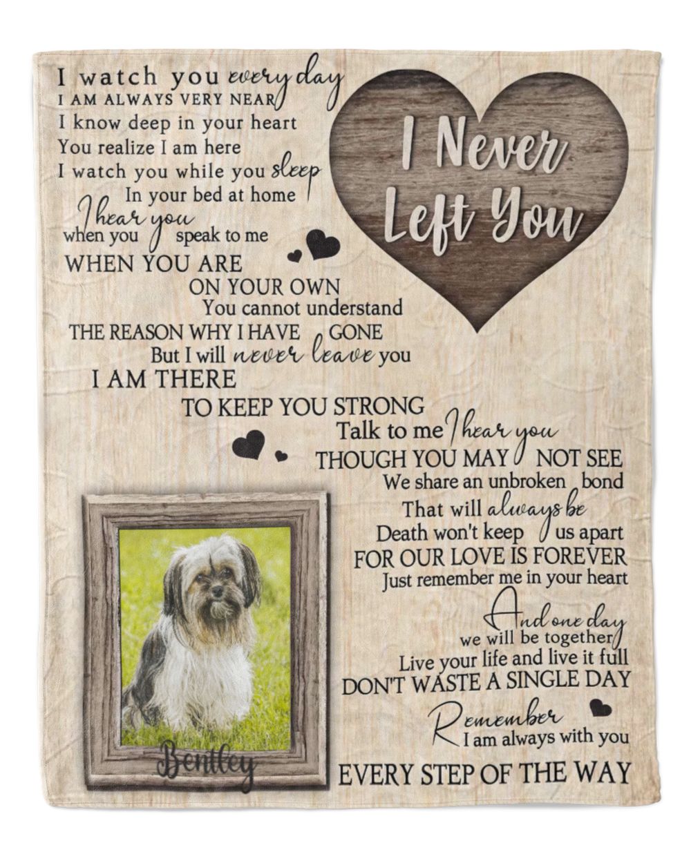 Personalized Custom I Never Left You Heart Pet Memorial Blanket FBL91 Premium Mink Sherpa Blanket white 50x60in