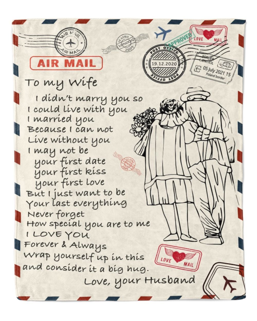 ETBK16 To My Wife I Married You Because I Can Not Live Without You Premium Mink Sherpa Blanket