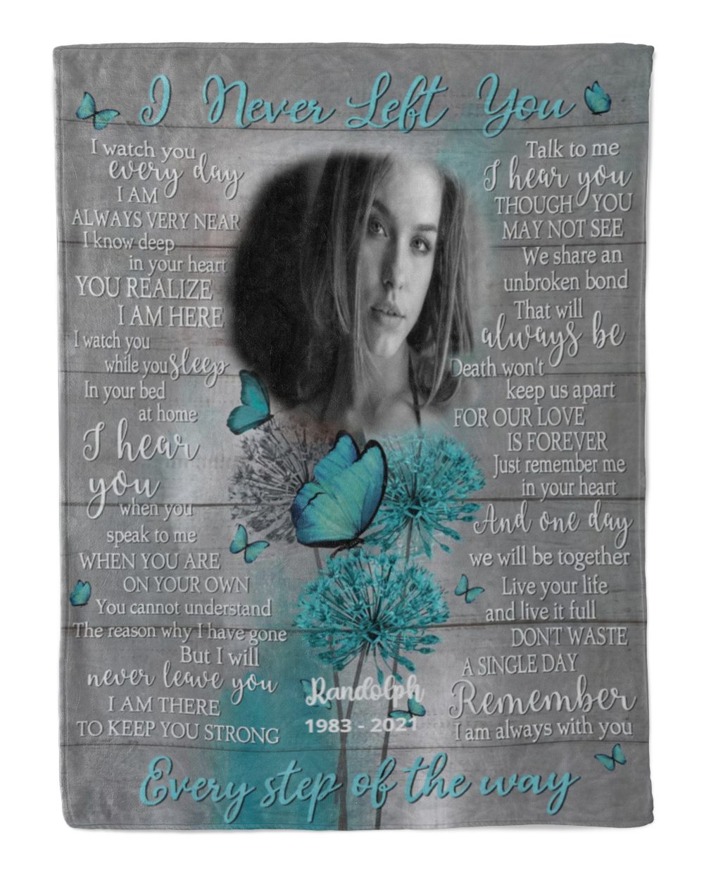 Personalized Custom I Never Left You Memorial Memory Blankets With Pictures Sherpa Fleece Blanket FBL19 Premium Mink Sherpa Blanket white 50x60in
