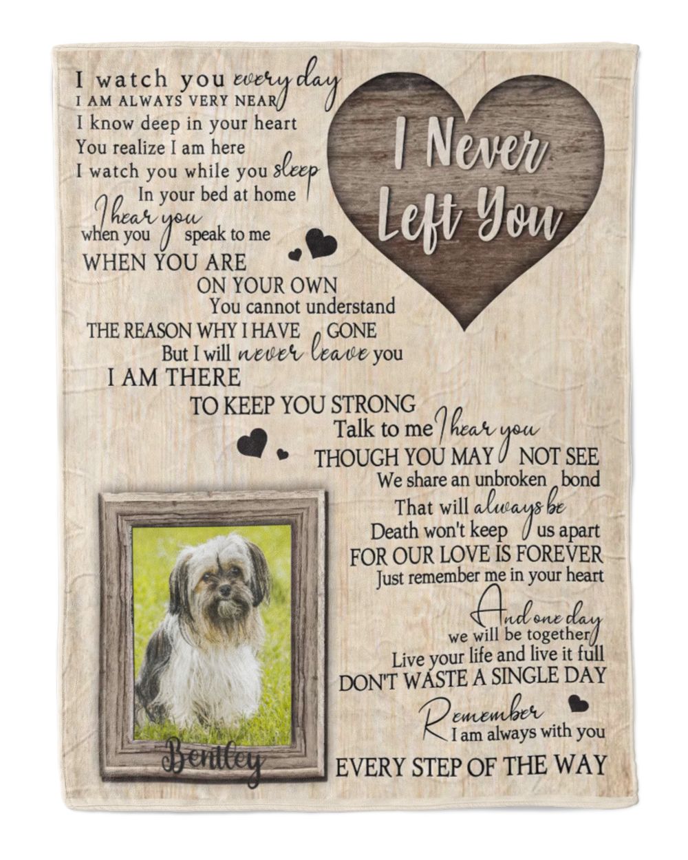 Personalized Custom I Never Left You Heart Pet Memorial Blanket FBL91 Premium Mink Sherpa Blanket white 50x60in