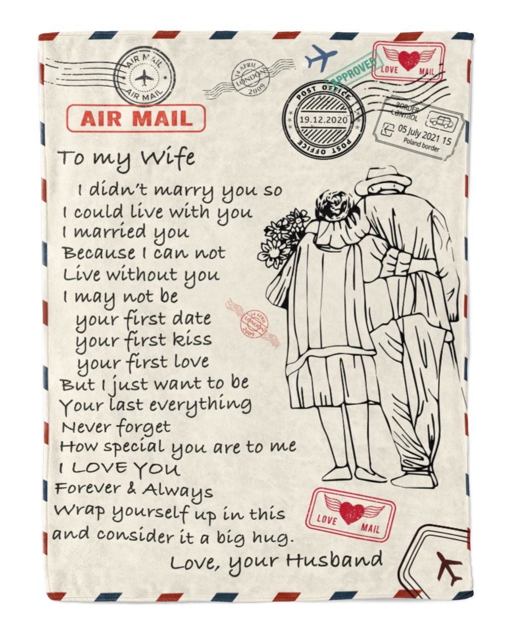 ETBK16 To My Wife I Married You Because I Can Not Live Without You Premium Mink Sherpa Blanket