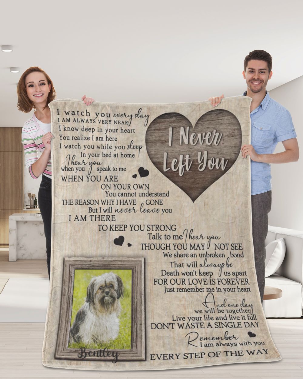 Personalized Custom I Never Left You Heart Pet Memorial Blanket FBL91 Premium Mink Sherpa Blanket white 50x60in