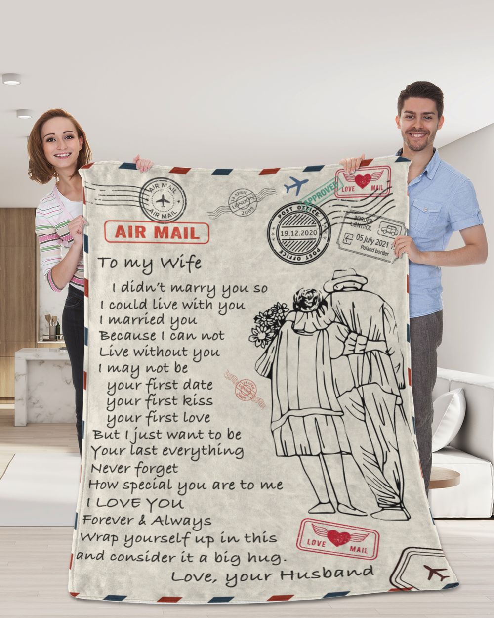 ETBK16 To My Wife I Married You Because I Can Not Live Without You Premium Mink Sherpa Blanket