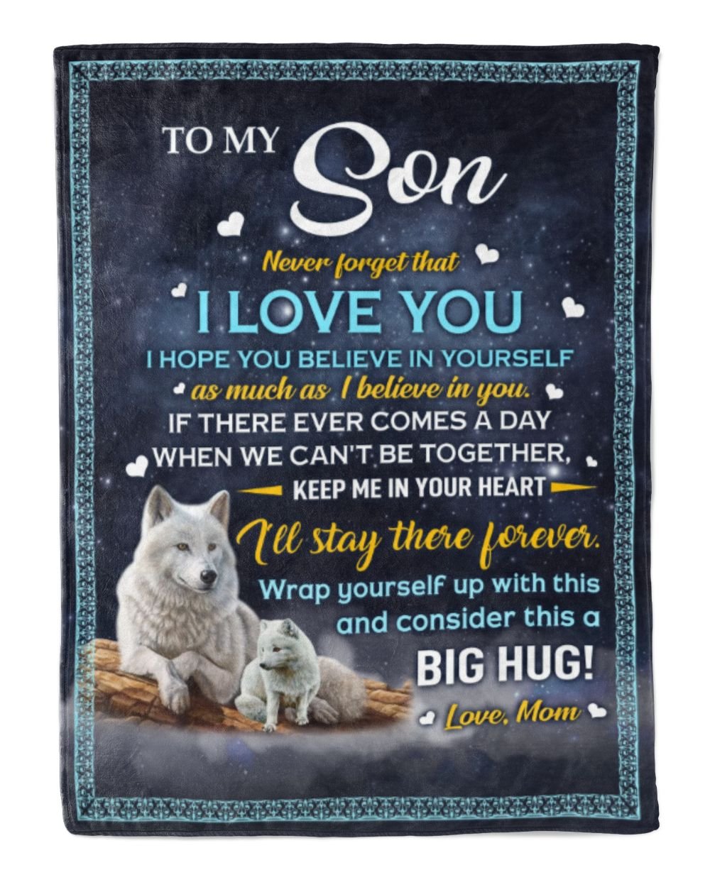 Mom to Son Premium Mink Sherpa Blanket white 50x60in