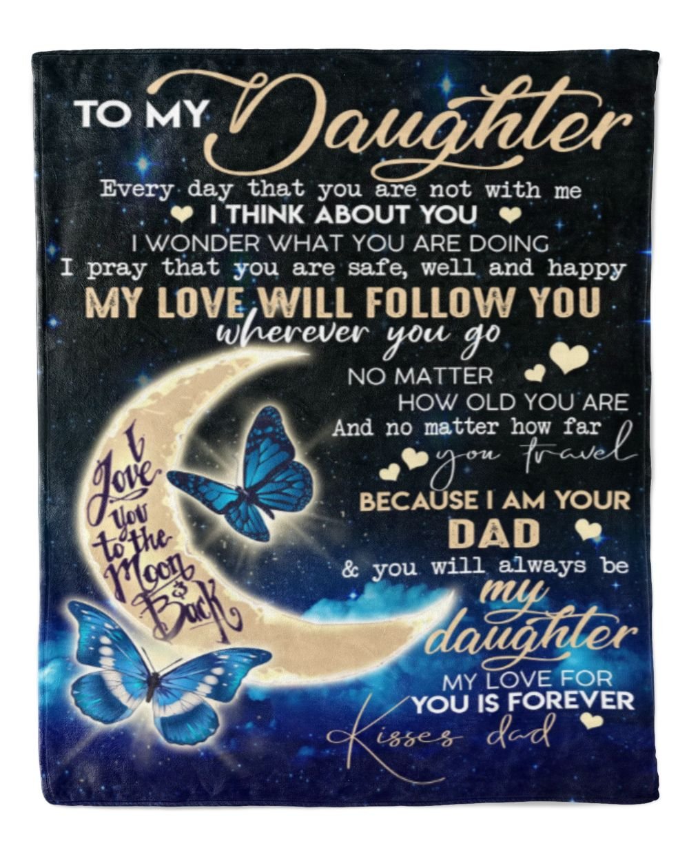 Dad to Daughter Premium Mink Sherpa Blanket white 50x60in