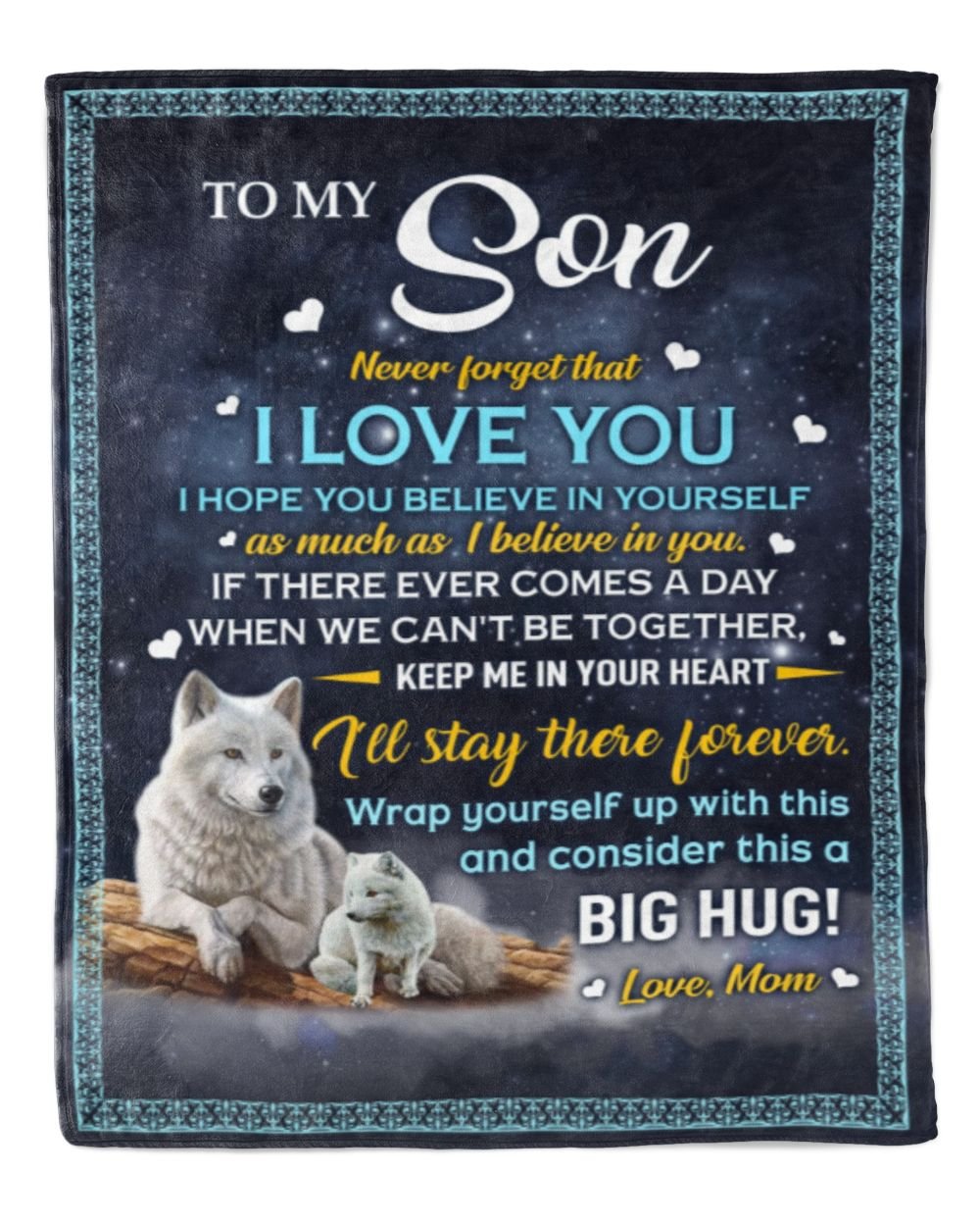 Mom to Son Premium Mink Sherpa Blanket white 50x60in