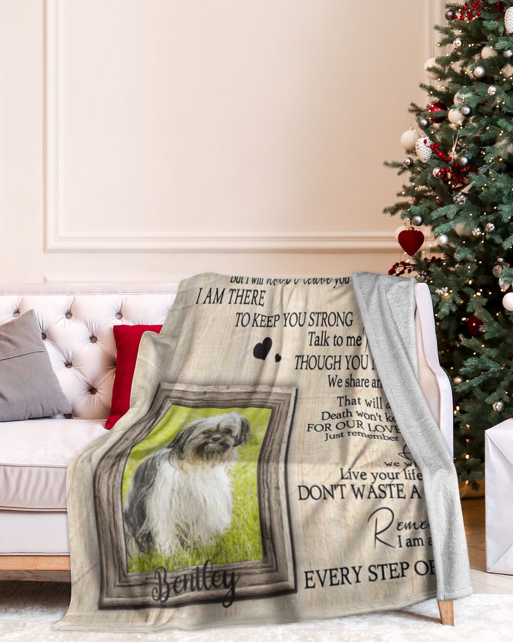 Personalized Custom I Never Left You Heart Pet Memorial Blanket FBL91 Premium Mink Sherpa Blanket white 50x60in