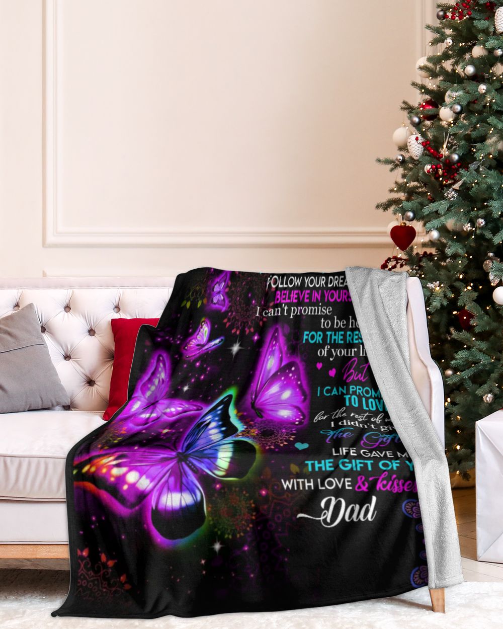 Perfect gift for your Daughter Fleece Premium Mink Sherpa Blanket white 50x60in