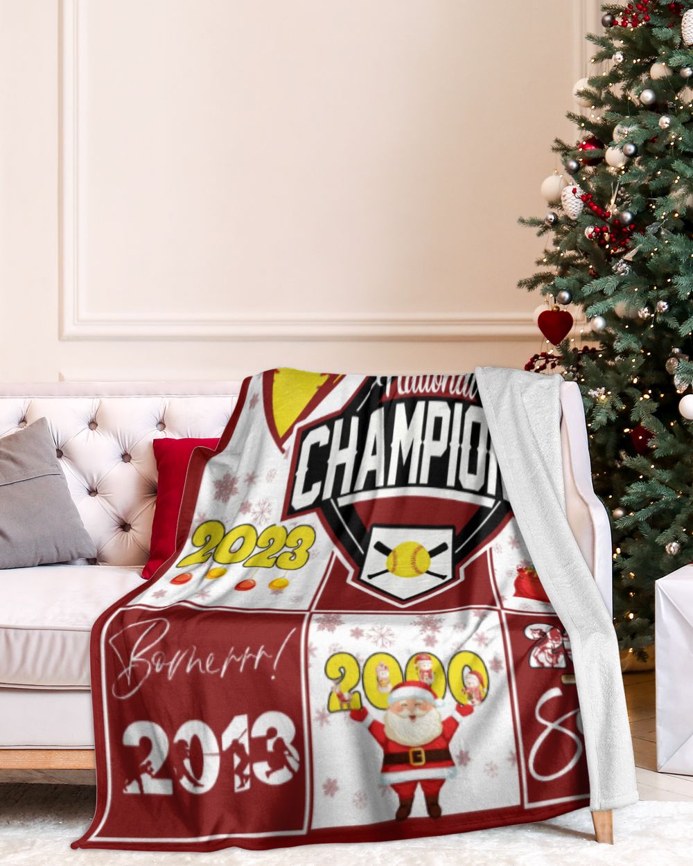 Oklahoma Softball- OU Blanket- Christmas Blanket- For Softball Fans- Championship Mindset Premium Mink Sherpa Blanket white 50x60in