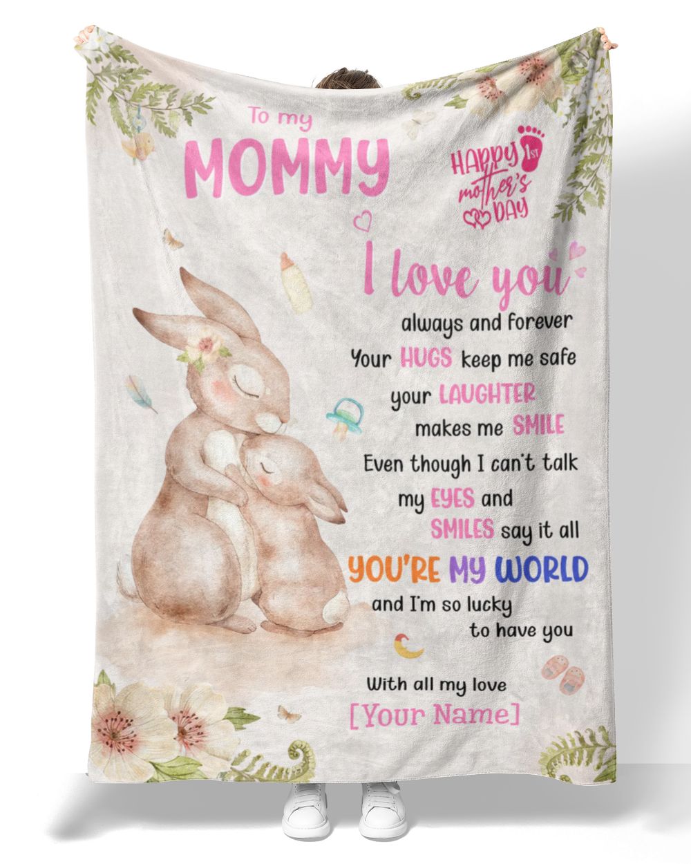 To My Mommy Blanket, Personalized Custom Blanket, Baby Girl Blanket, Name Blanket, Girl Blanket Gift, Baby Blanket, Kids Blanket, Personalized Gift, Custom Gift Premium Mink Sherpa Blanket white 50x60in