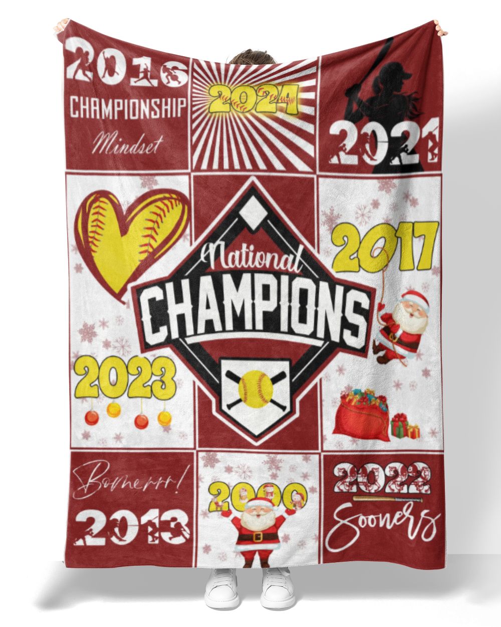 Oklahoma Softball- OU Blanket- Christmas Blanket- For Softball Fans- Championship Mindset Premium Mink Sherpa Blanket white 50x60in