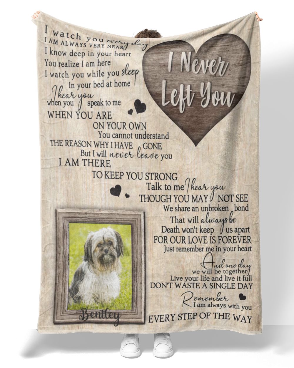 Personalized Custom I Never Left You Heart Pet Memorial Blanket FBL91 Premium Mink Sherpa Blanket white 50x60in