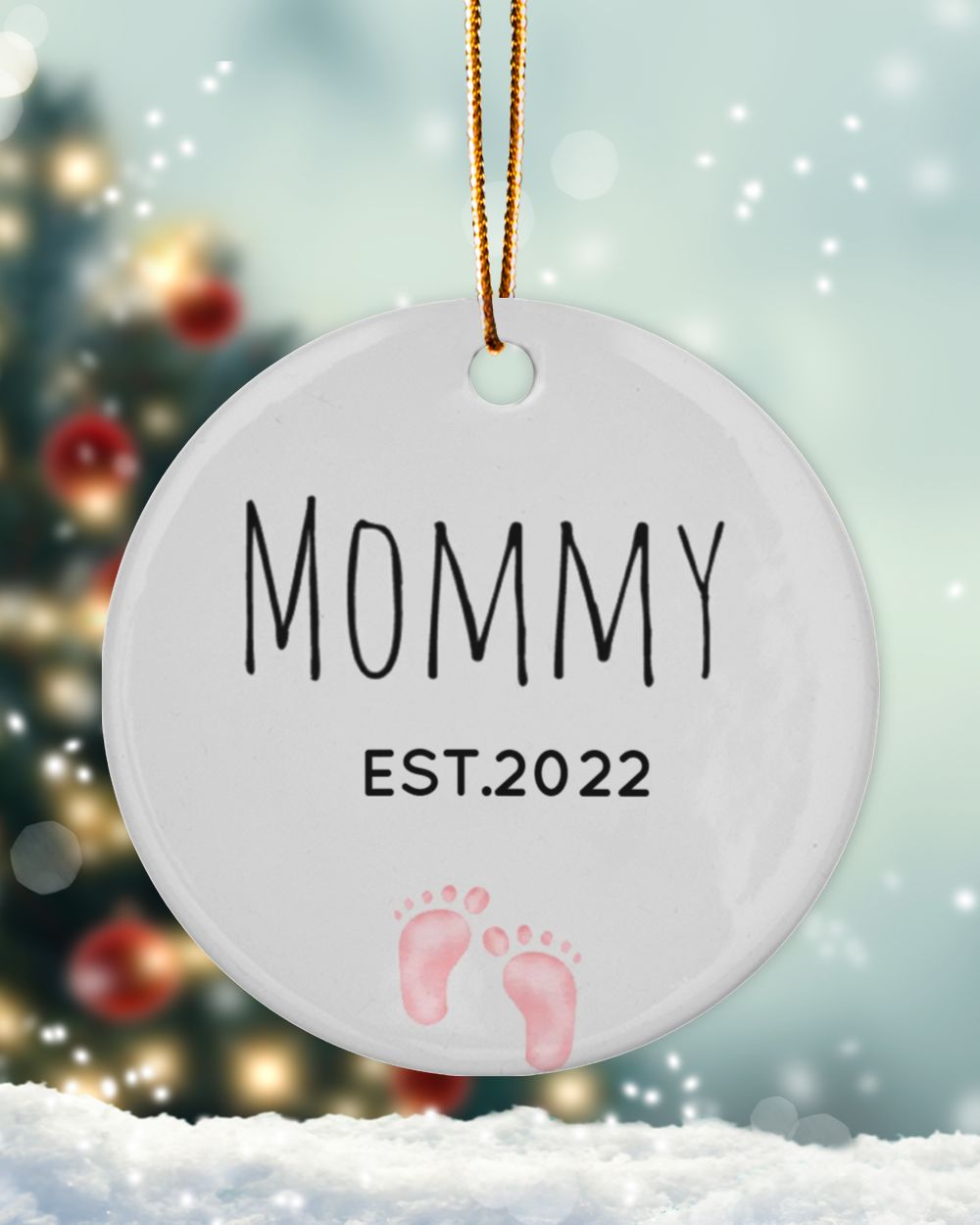 Personalized Custom New Mom Mommy Baby Ceramic Ornament Porcelain Ornament - Circle white one-sided __single