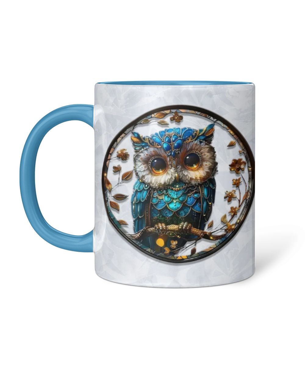 Personalized Beautiful Owl  Accent Mug Accent Mug blue-accent 11oz