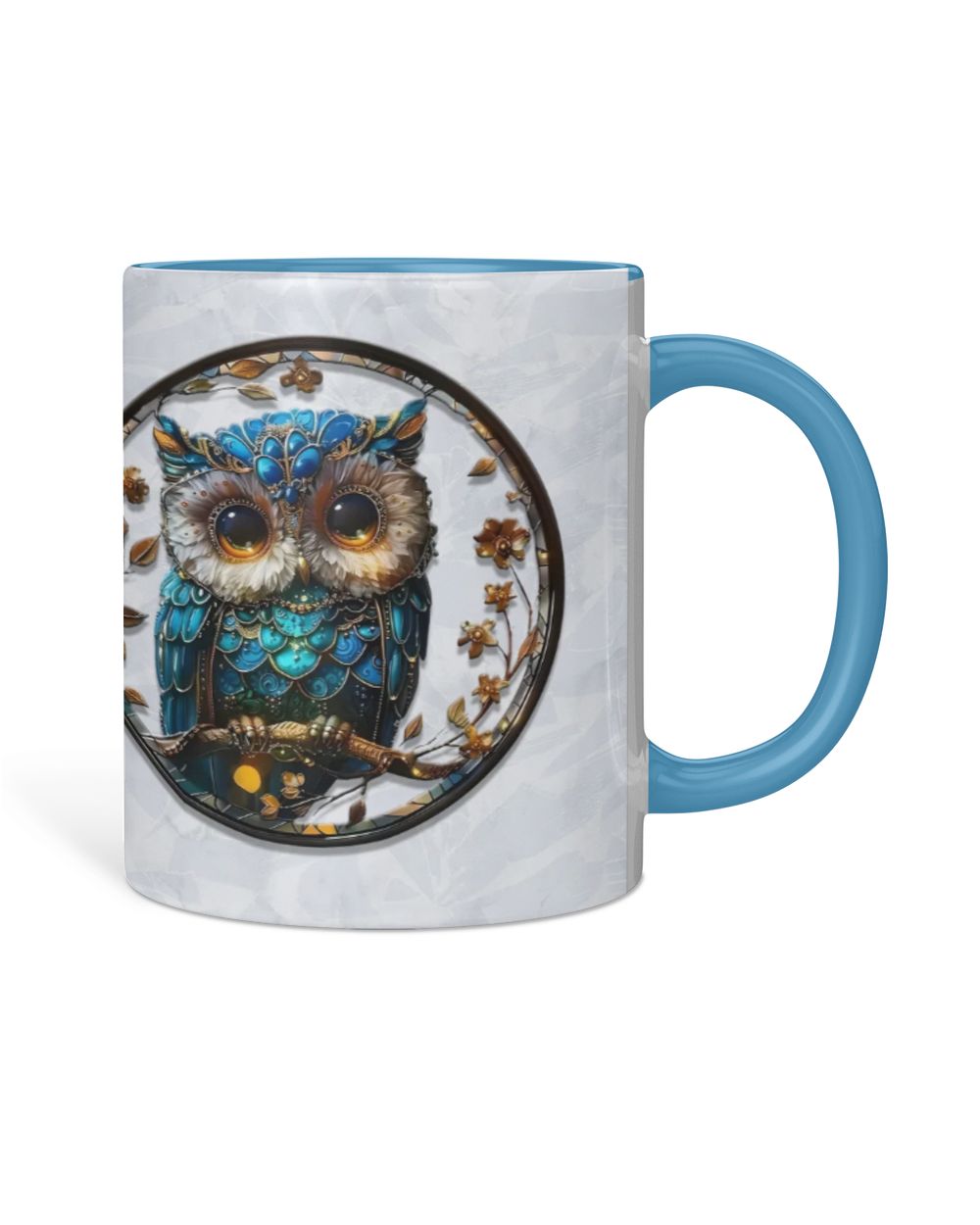 Personalized Beautiful Owl  Accent Mug Accent Mug blue-accent 11oz