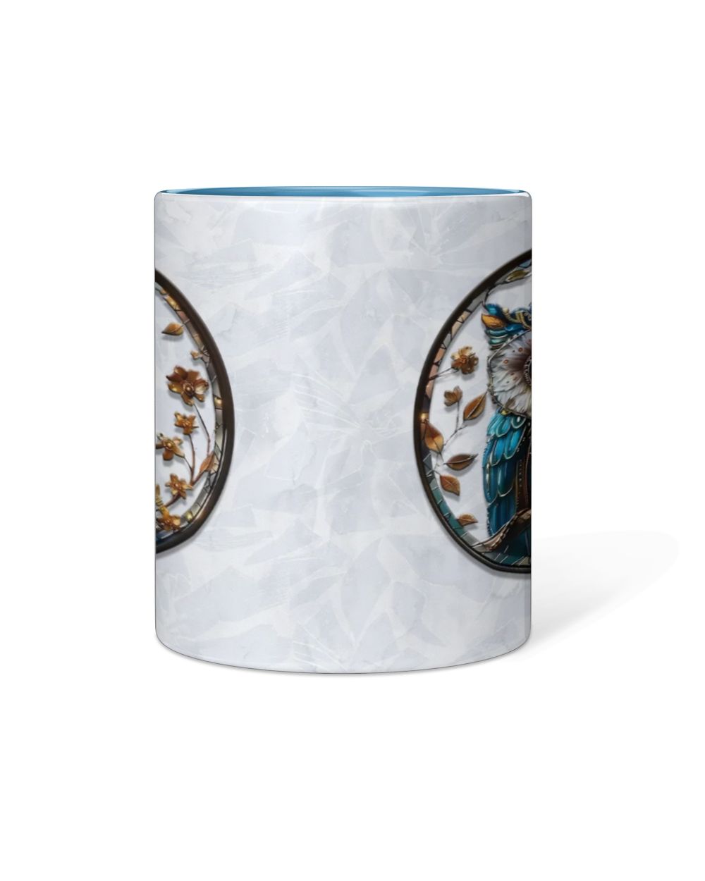 Personalized Beautiful Owl  Accent Mug Accent Mug blue-accent 11oz