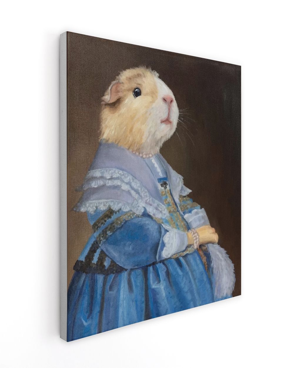 Guinea Pig Portrait on Stretch Fabric Wall Art Decor, ready to hang! Ready To Hang Portrait Canvas white 11x14in