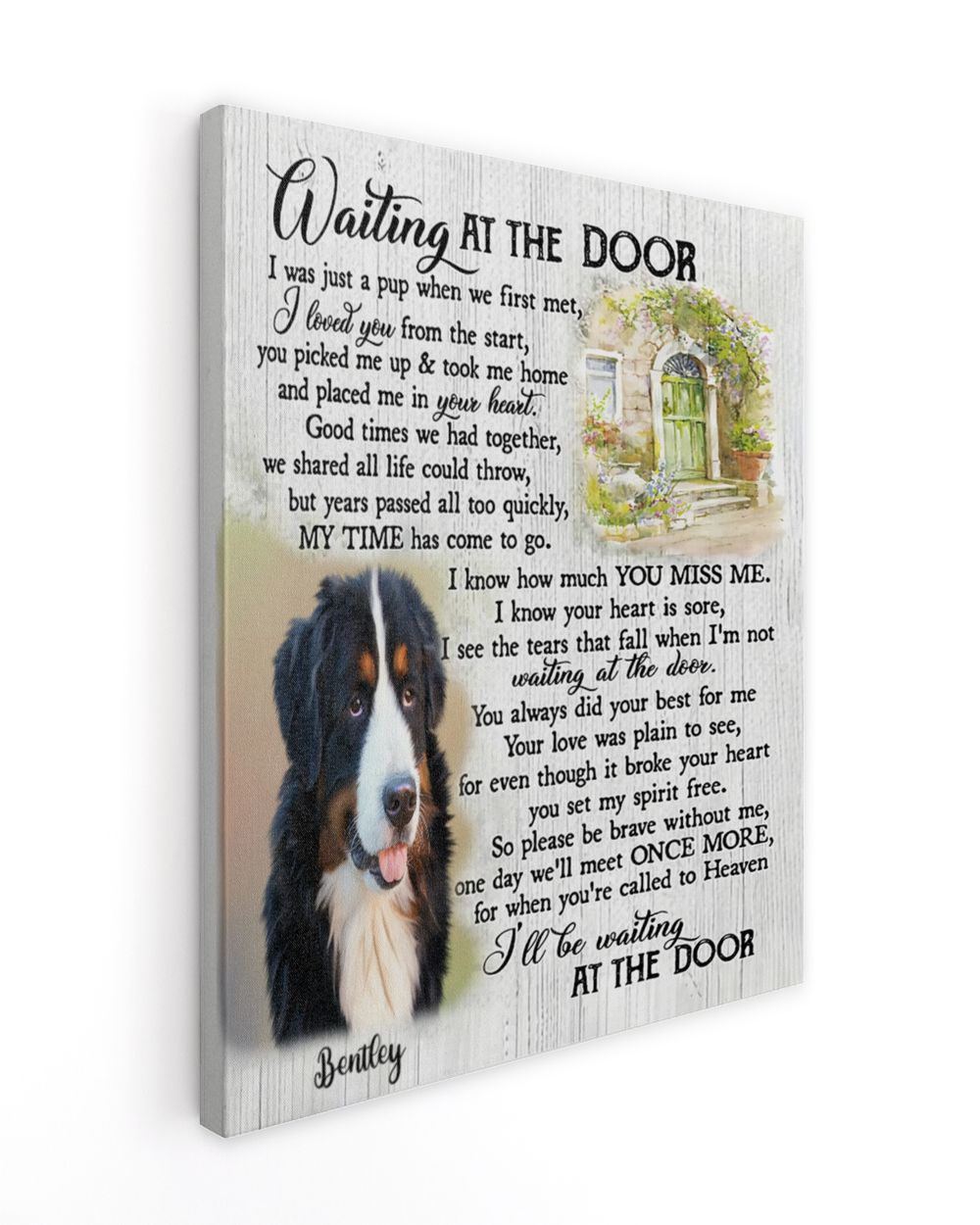 Personalized Custom Dog Pet Memorial Canvas Waiting At The Door Poem DC14 Ready To Hang Portrait Canvas white 11x14in