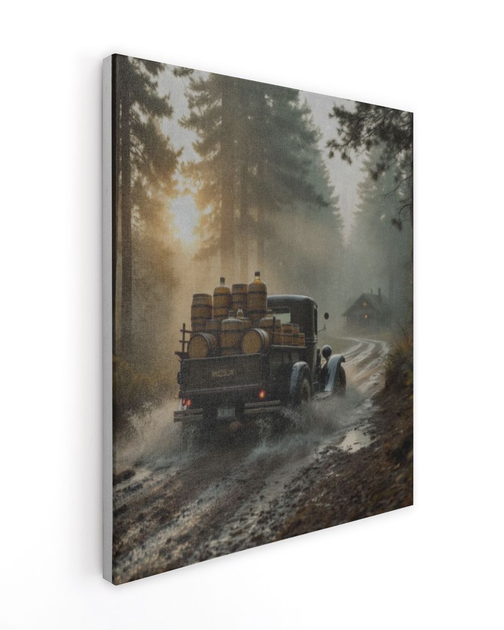 Vintage Whiskey Run Wall Art Ready To Hang Portrait Canvas