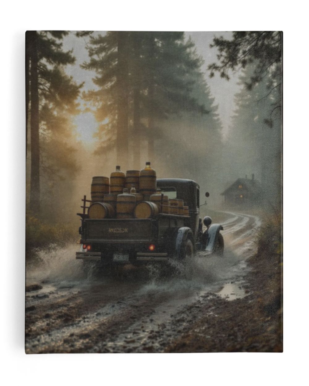 Vintage Whiskey Run Wall Art Ready To Hang Portrait Canvas