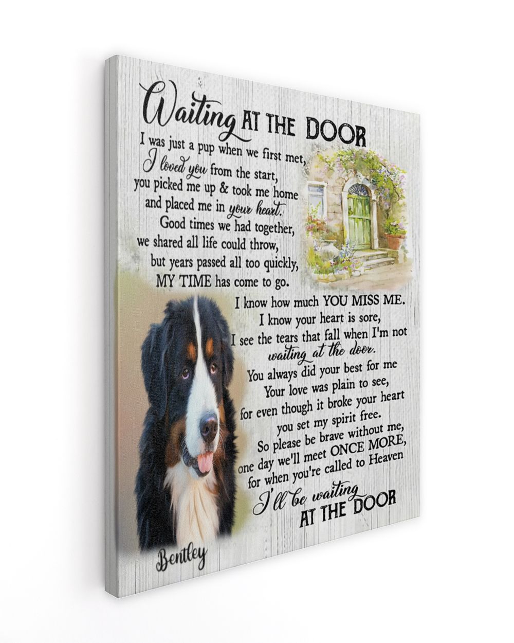 Personalized Custom Dog Pet Memorial Canvas Waiting At The Door Poem DC14 Ready To Hang Portrait Canvas white 11x14in