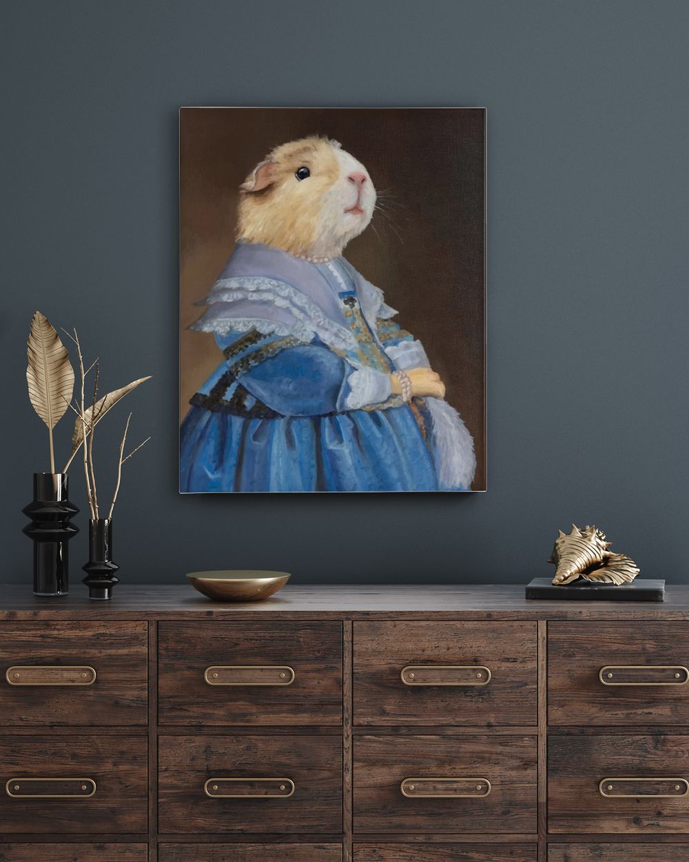 Guinea Pig Portrait on Stretch Fabric Wall Art Decor, ready to hang! Ready To Hang Portrait Canvas white 11x14in