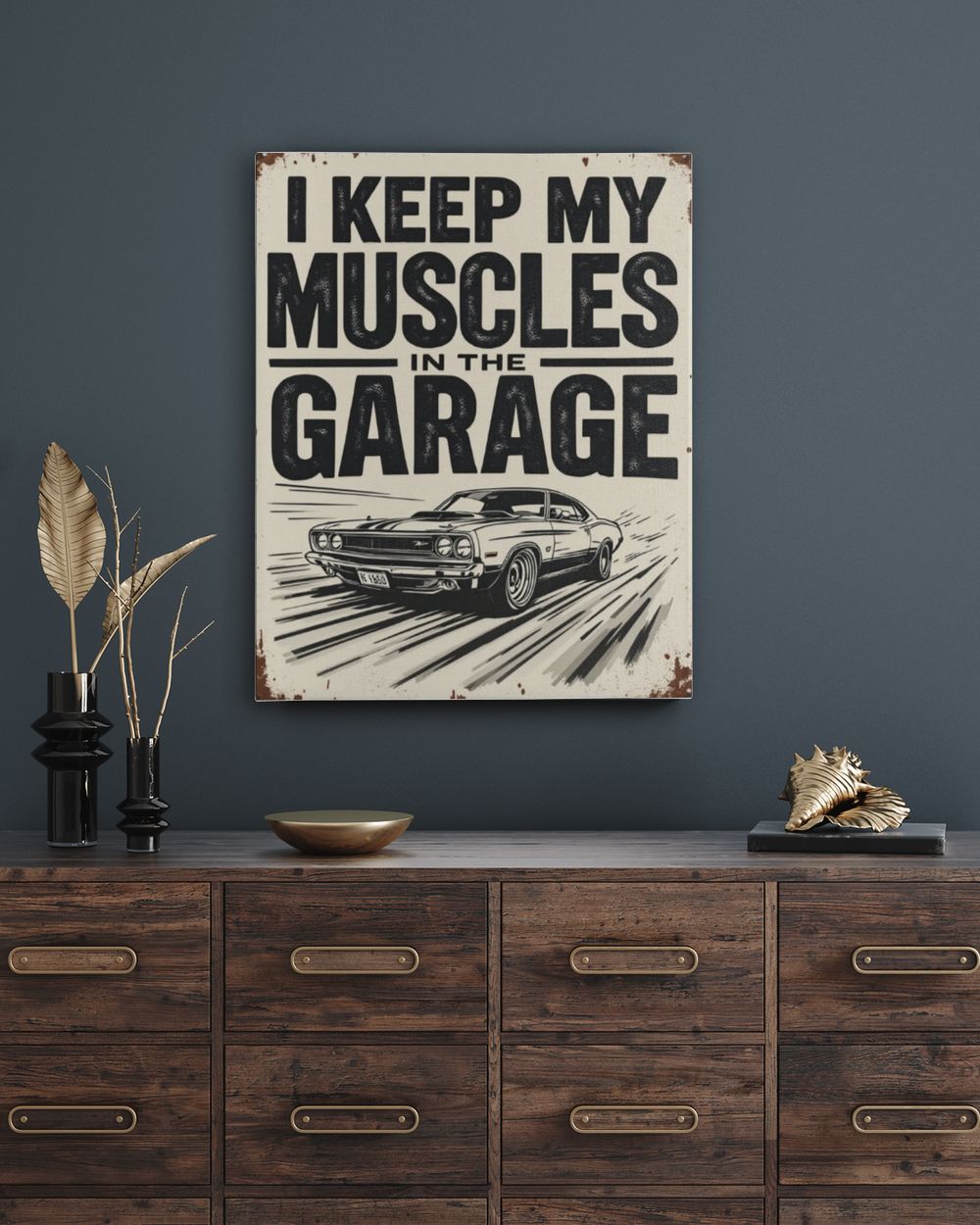 Muscle Car Garage Wall Art Ready To Hang Portrait Canvas