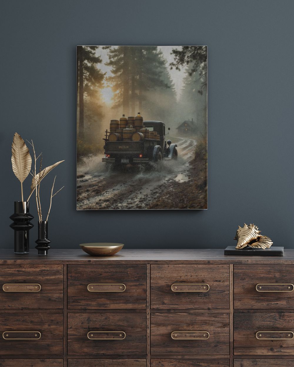 Vintage Whiskey Run Wall Art Ready To Hang Portrait Canvas