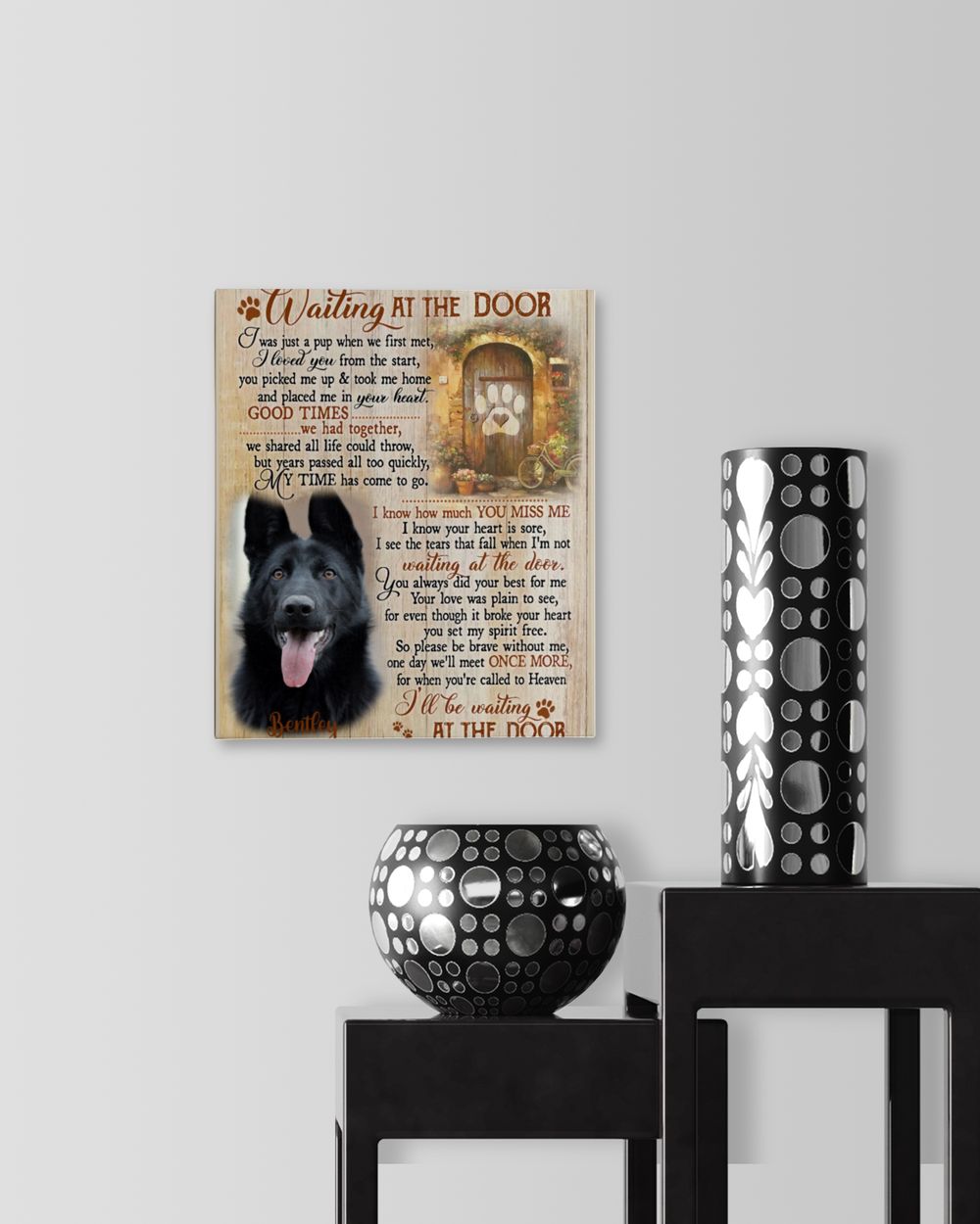 Personalized Custom Dog Pet Memorial Canvas Waiting At The Door Poem DC15 Ready To Hang Portrait Canvas white 11x14in
