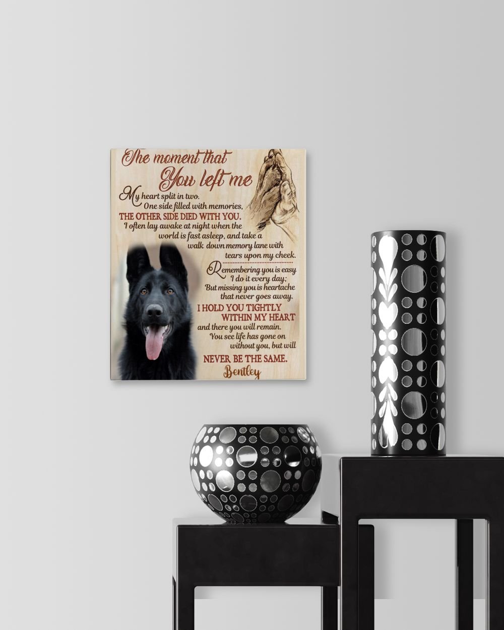 Personalized Custom The Moment That You Left Me My Heart Dog Pet Memorial Canvas Art Poster DC16 Ready To Hang Portrait Canvas white 11x14in