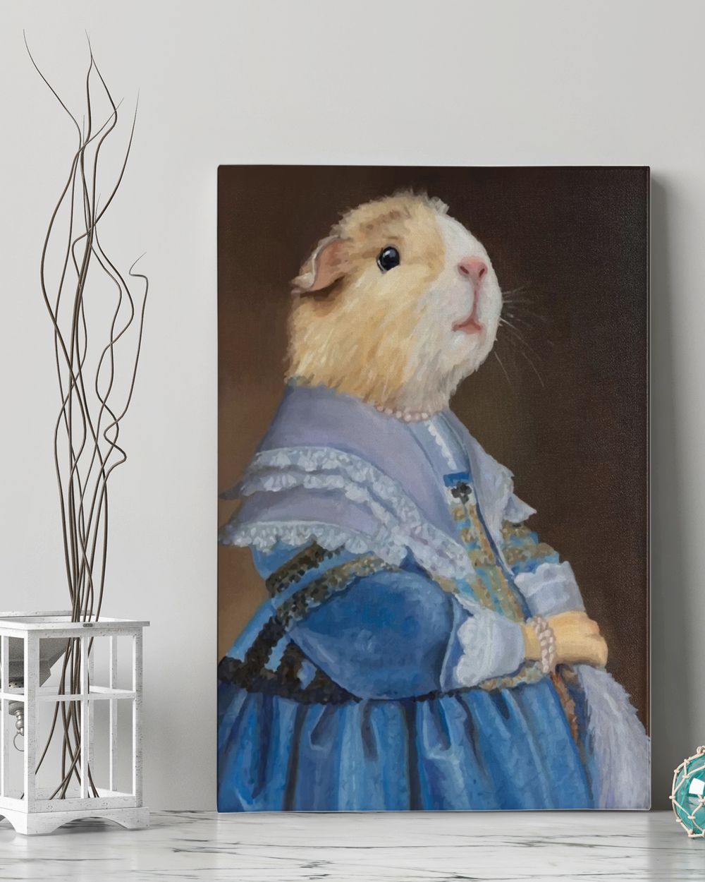 Guinea Pig Portrait on Stretch Fabric Wall Art Decor, ready to hang! Ready To Hang Portrait Canvas white 11x14in