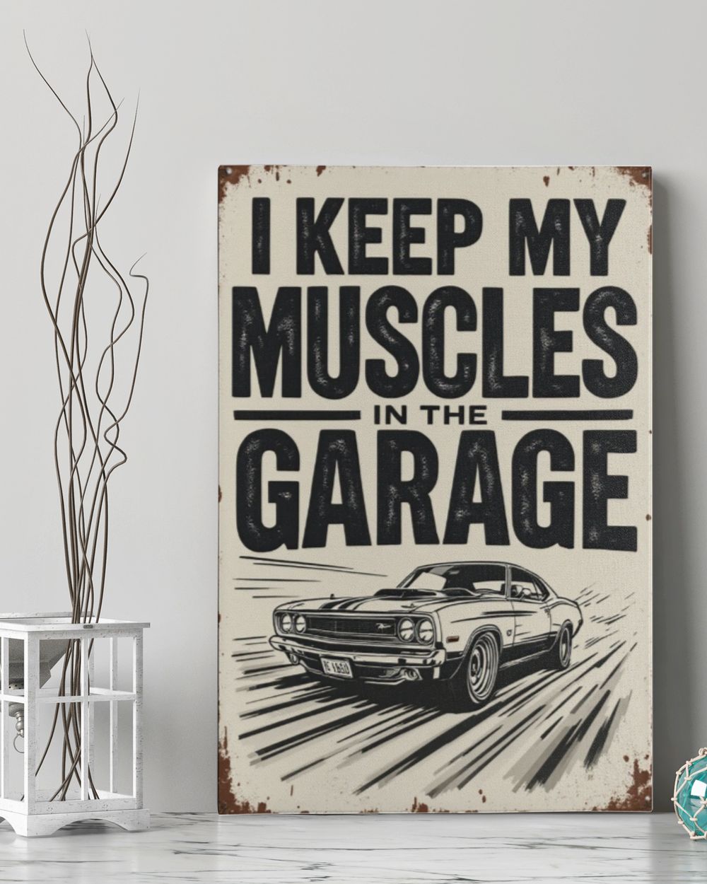 Muscle Car Garage Wall Art Ready To Hang Portrait Canvas