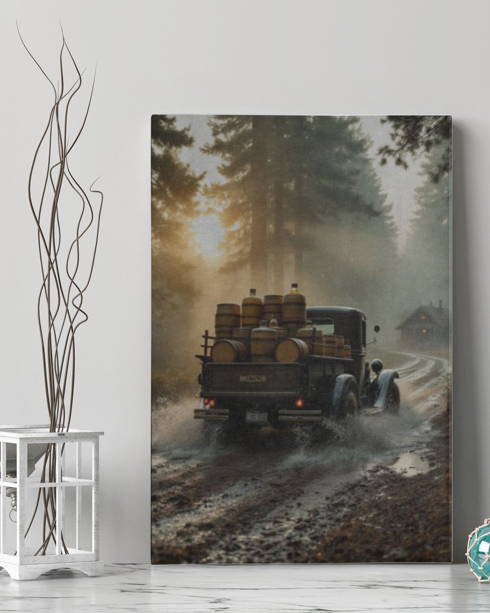 Vintage Whiskey Run Wall Art Ready To Hang Portrait Canvas