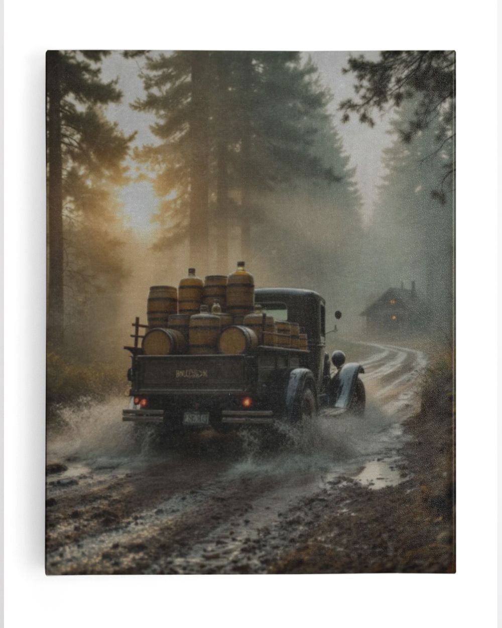 Vintage Whiskey Run Wall Art Ready To Hang Portrait Canvas