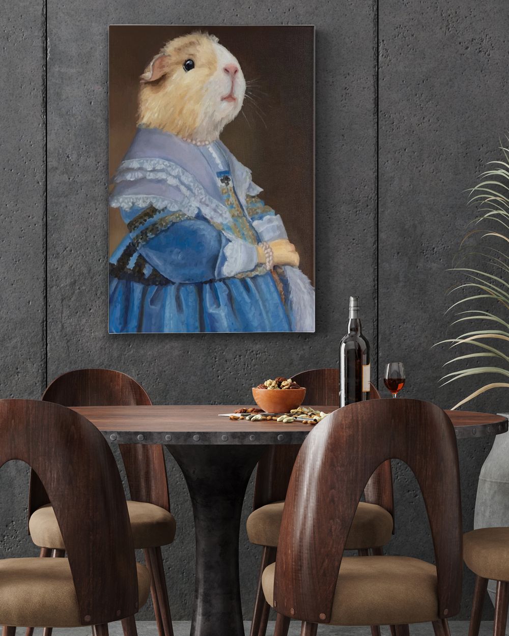 Guinea Pig Portrait on Stretch Fabric Wall Art Decor, ready to hang! Ready To Hang Portrait Canvas white 11x14in