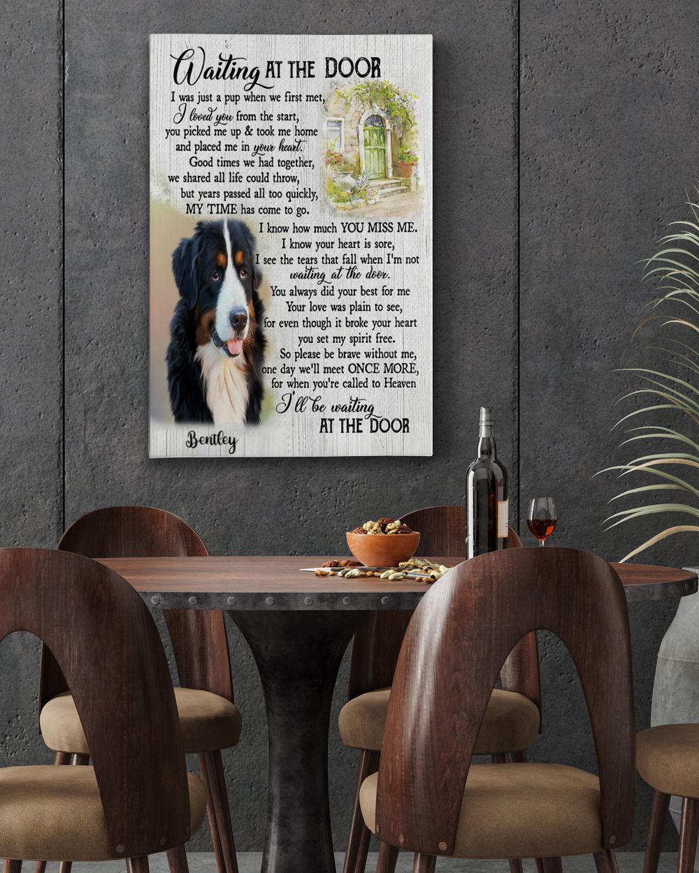 Personalized Custom Dog Pet Memorial Canvas Waiting At The Door Poem DC14 Ready To Hang Portrait Canvas white 11x14in
