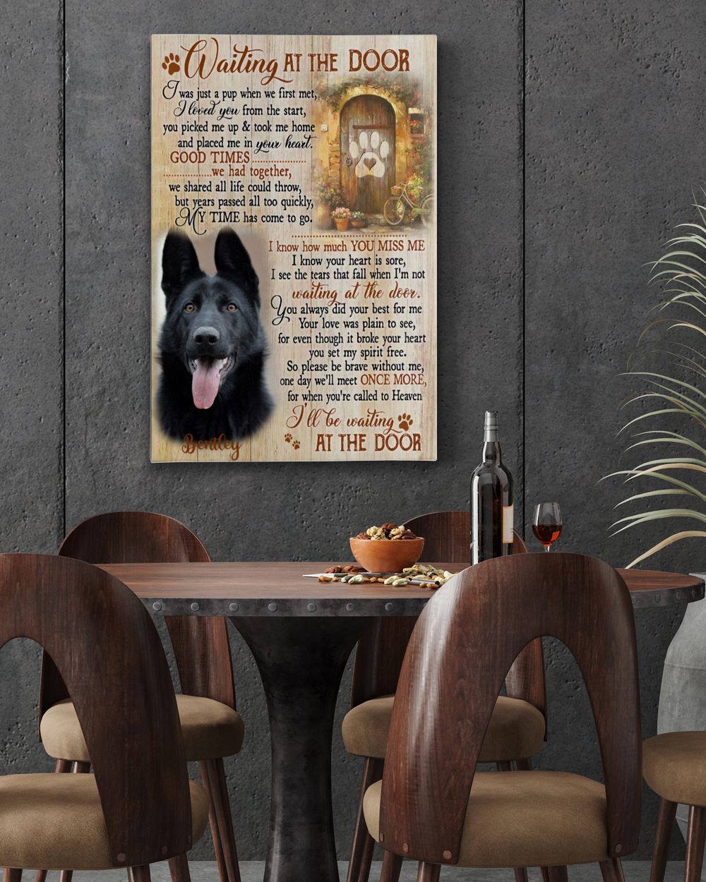 Personalized Custom Dog Pet Memorial Canvas Waiting At The Door Poem DC15 Ready To Hang Portrait Canvas white 11x14in