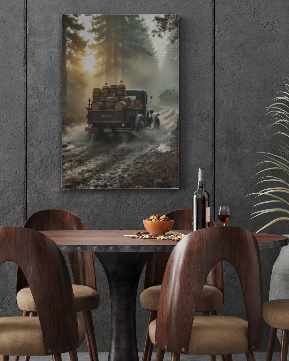 Vintage Whiskey Run Wall Art Ready To Hang Portrait Canvas
