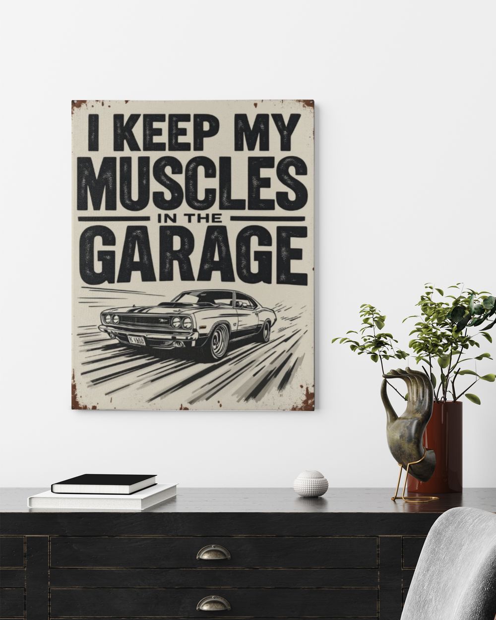 Muscle Car Garage Wall Art Ready To Hang Portrait Canvas