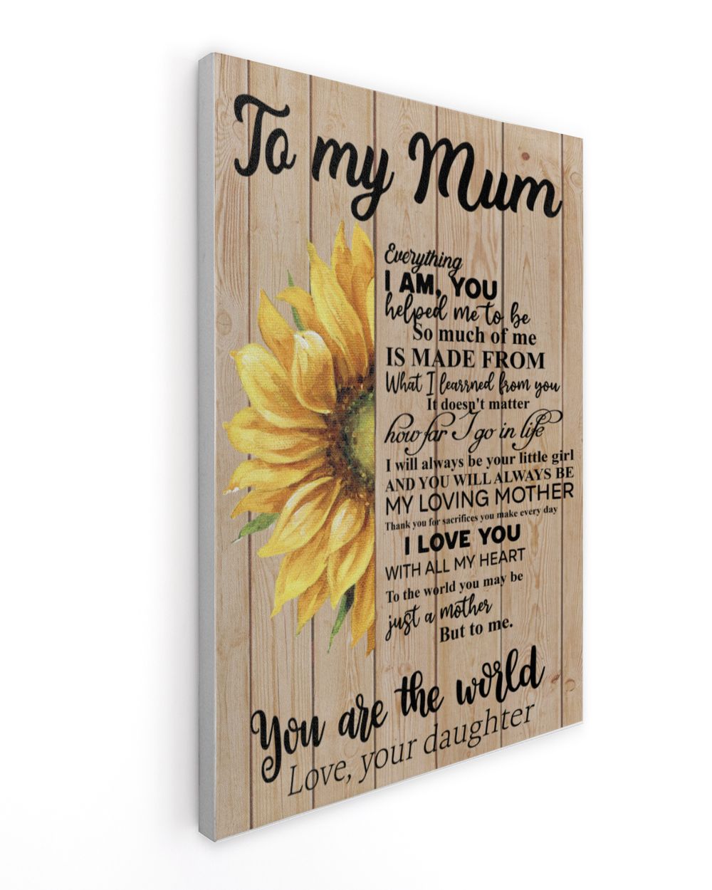 To My Mum You Are The World Canvas Ready To Hang Portrait Canvas white 11x14in