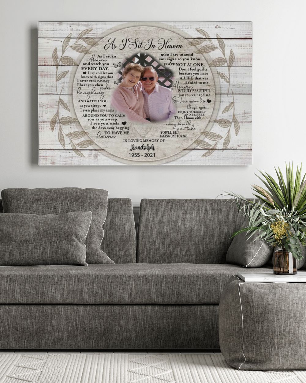 Personalized Custom As I Sit In Heaven With Photo Memorial Canvas Art FC53 Ready To Hang Landscape Canvas white 14x11in