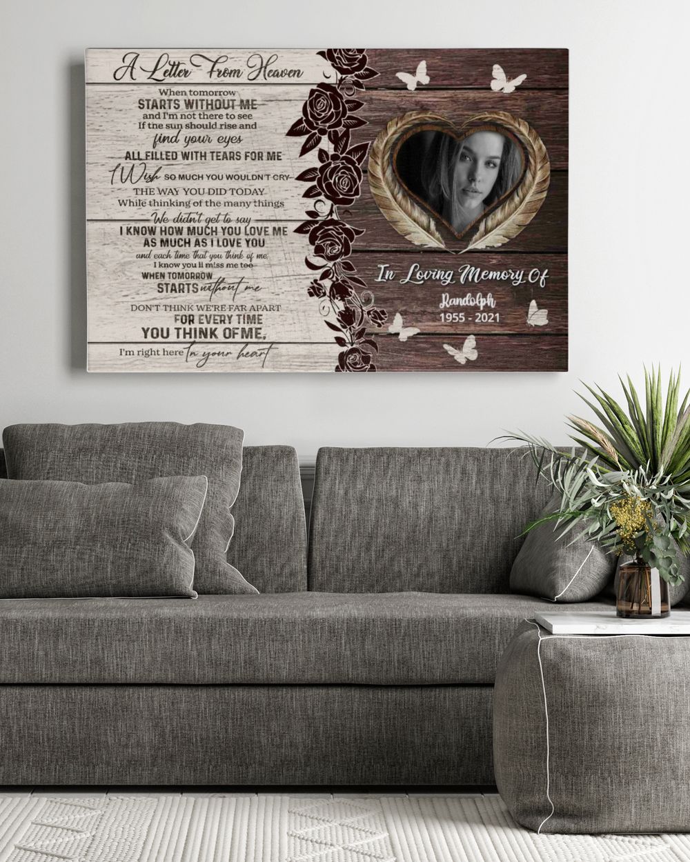 Personalized Custom A Letter From Heaven Memorial Canvas Art FC79 Ready To Hang Landscape Canvas white 14x11in