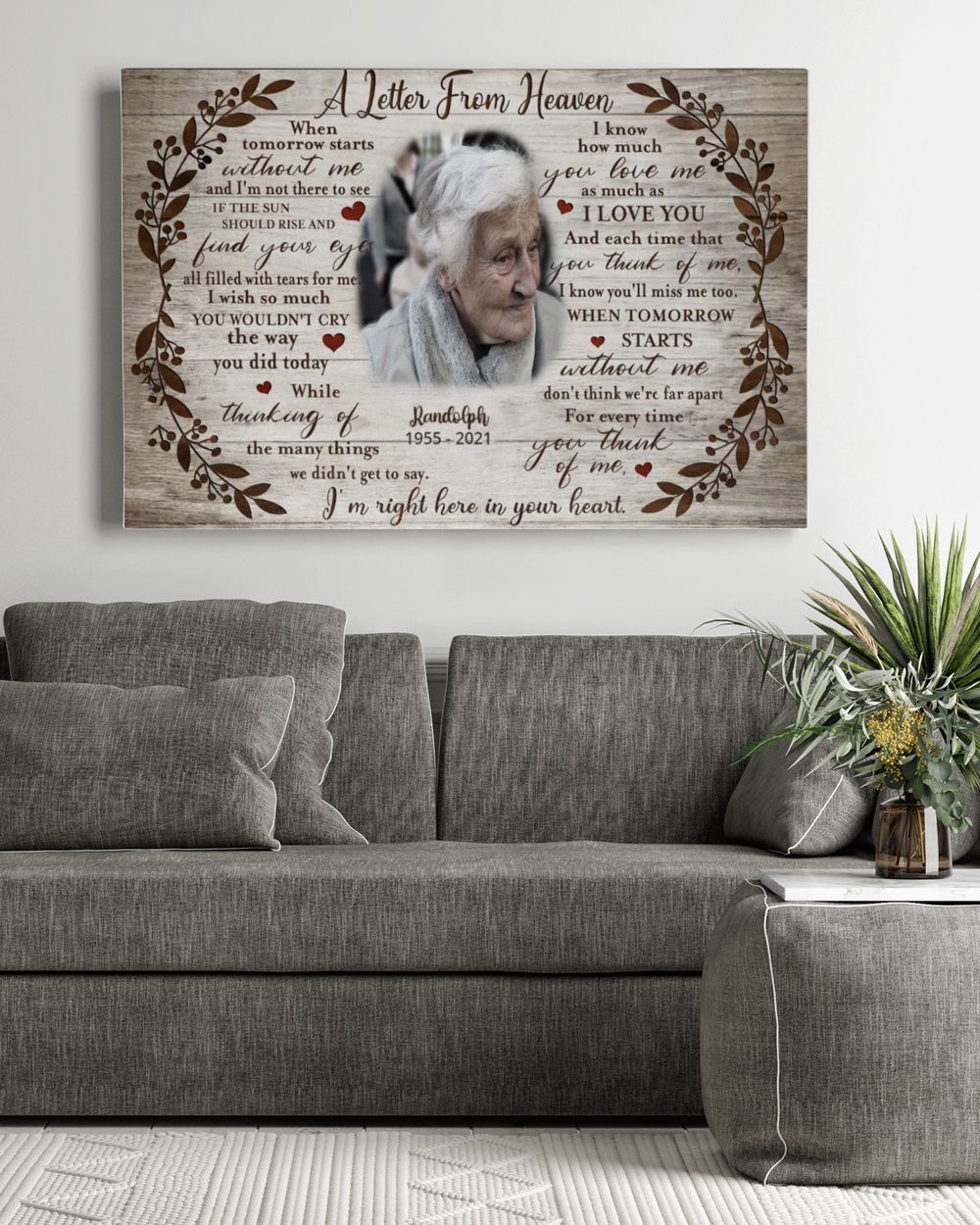 Personalized Custom A Letter From Heaven Memorial Canvas Art FC80 Ready To Hang Landscape Canvas white 14x11in