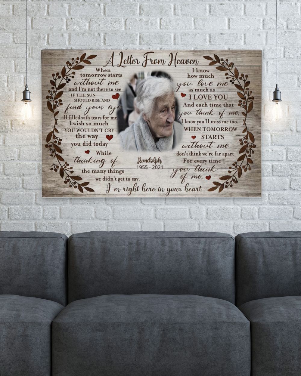 Personalized Custom A Letter From Heaven Memorial Canvas Art FC80 Ready To Hang Landscape Canvas white 14x11in