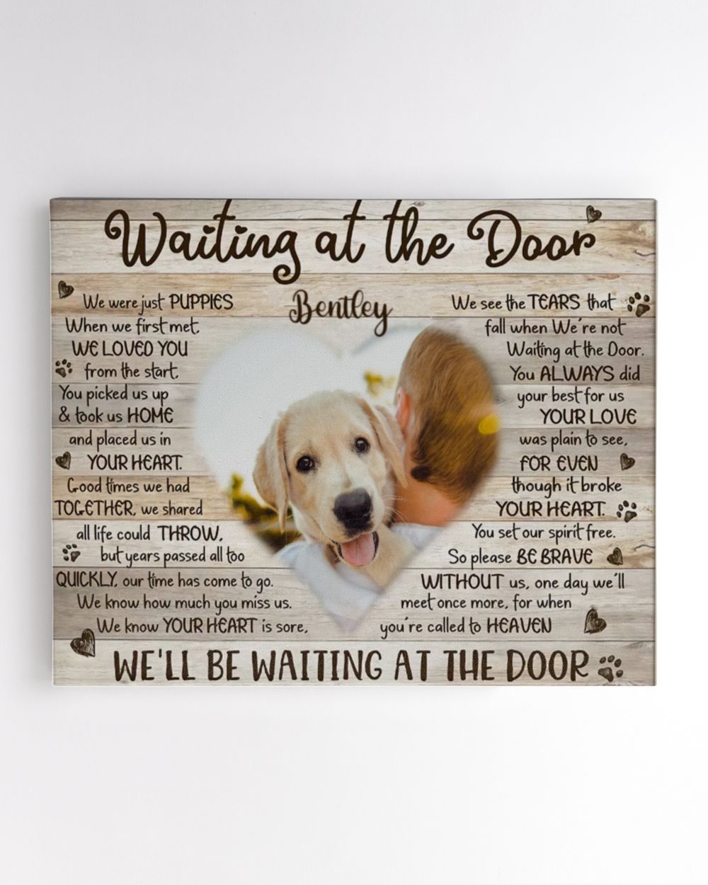Personalized Custom Waiting At The Door Pet Dog Cat Memorial Canvas Art Poster TTH 001 Ready To Hang Landscape Canvas white 14x11in