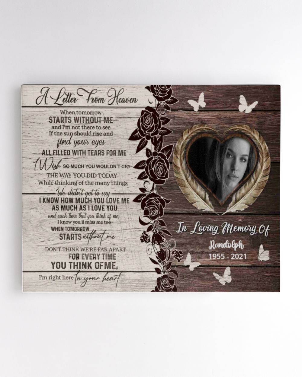 Personalized Custom A Letter From Heaven Memorial Canvas Art FC79 Ready To Hang Landscape Canvas white 14x11in