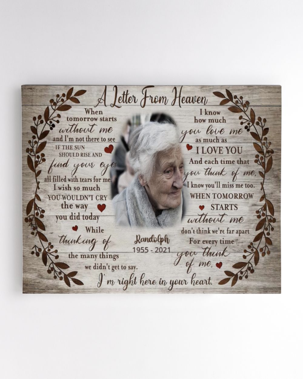 Personalized Custom A Letter From Heaven Memorial Canvas Art FC80 Ready To Hang Landscape Canvas white 14x11in