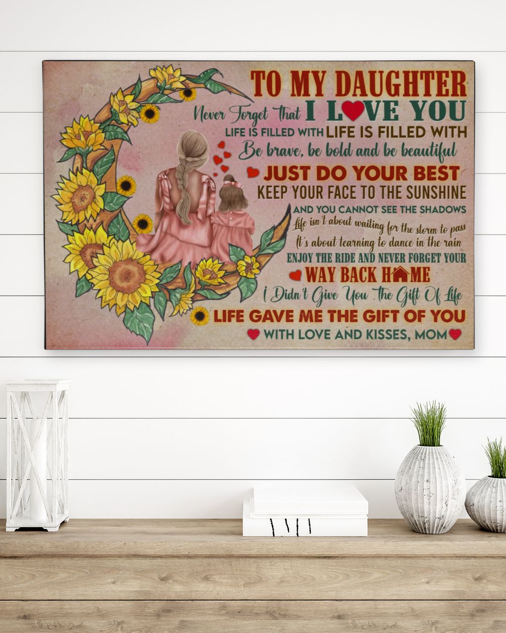 To my Daughter never forget that i love you Ready To Hang Landscape Canvas black 14x11in